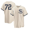 Johmsee C.White Sox #72 Carlton Fisk Player Cream Field of Dreams Home Game Stitched Jerseys