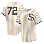 Johmsee C.White Sox #72 Carlton Fisk Player Cream Field of Dreams Home Game Stitched Jerseys