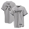 Johmsee C.White Sox #72 Carlton Fisk Player Gray Home Game Stitched Jerseys