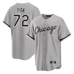 Johmsee C.White Sox #72 Carlton Fisk Player Gray Home Game Stitched Jerseys