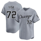 Johmsee C.White Sox #72 Carlton Fisk Player Gray Road Limited Home Stitched Jerseys