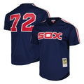 Johmsee C.White Sox #72 Carlton Fisk Player Navy Mitchell & Ness Cooperstown Collection Mesh Game Stitched Jerseys
