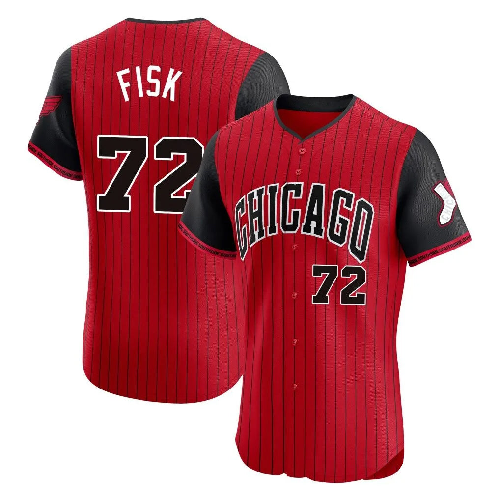 Johmsee C.White Sox #72 Carlton Fisk Player Red City Connect Limited Elite Home Stitched Jerseys