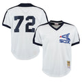 Johmsee C.White Sox #72 Carlton Fisk Player White Mitchell & Ness Cooperstown Collection Mesh Game Stitched Jerseys