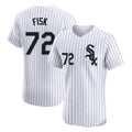 Johmsee C.White Sox #72 Carlton Fisk Player White Stripe Limited Elite Home Stitched Jerseys