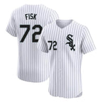 Johmsee C.White Sox #72 Carlton Fisk Player White Stripe Limited Elite Home Stitched Jerseys