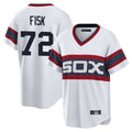 Johmsee C.White Sox #72 Carlton Fisk Player White T-shirt Home Game Stitched Jerseys