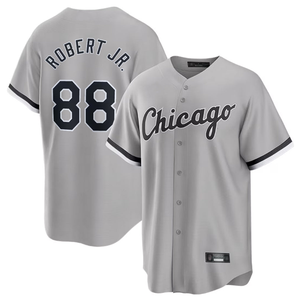 Johmsee C.White Sox #88 Luis Robert Jr Player Gray Home Game Stitched Jerseys