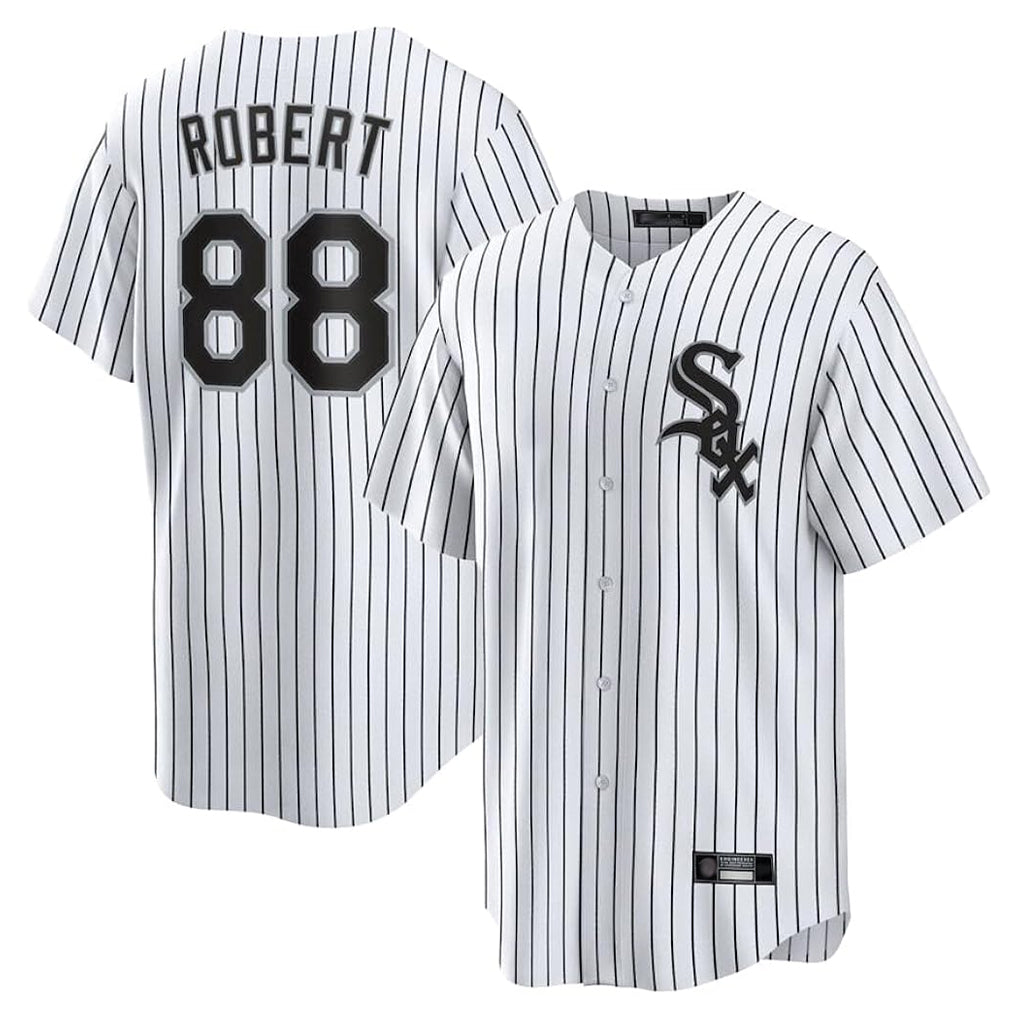 Johmsee C.White Sox #88 Luis Robert Jr Player White Stripe Home Game Stitched Jerseys