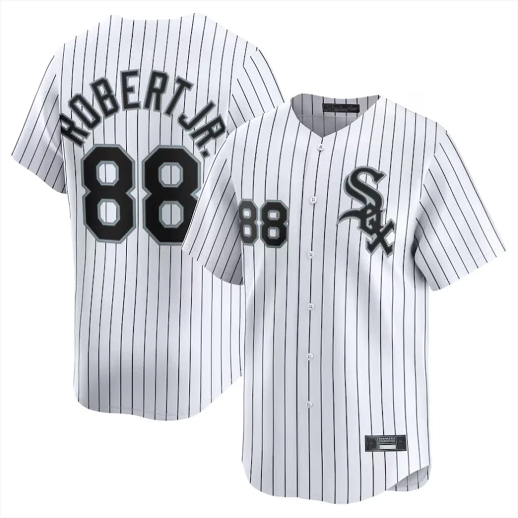Johmsee C.White Sox #88 Luis Robert Jr Player White Stripe Limited Home Stitched Jerseys