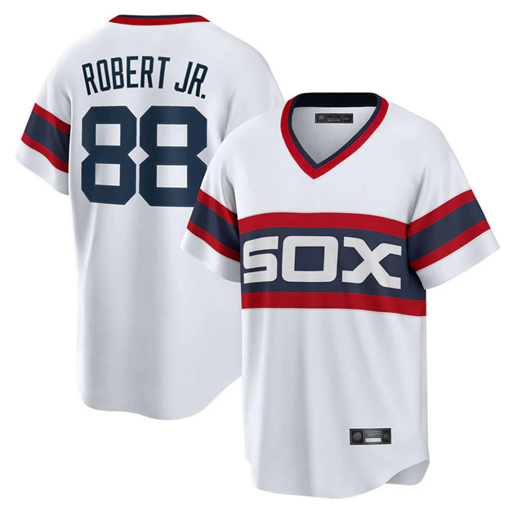 Johmsee C.White Sox #88 Luis Robert Jr Player White T-shirt Home Game Stitched Jerseys