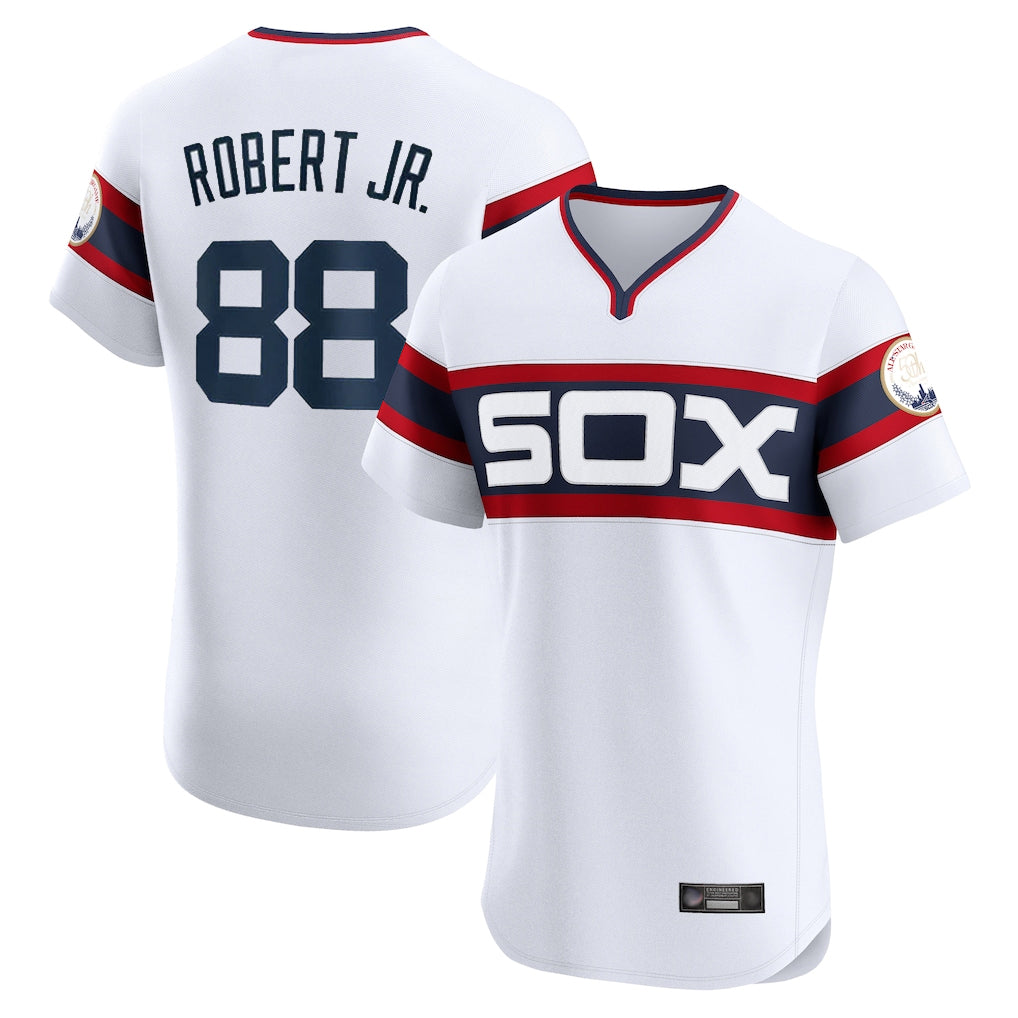 Johmsee C.White Sox #88 Luis Robert Jr Player White T-shirt Limited Elite Home Stitched Jerseys