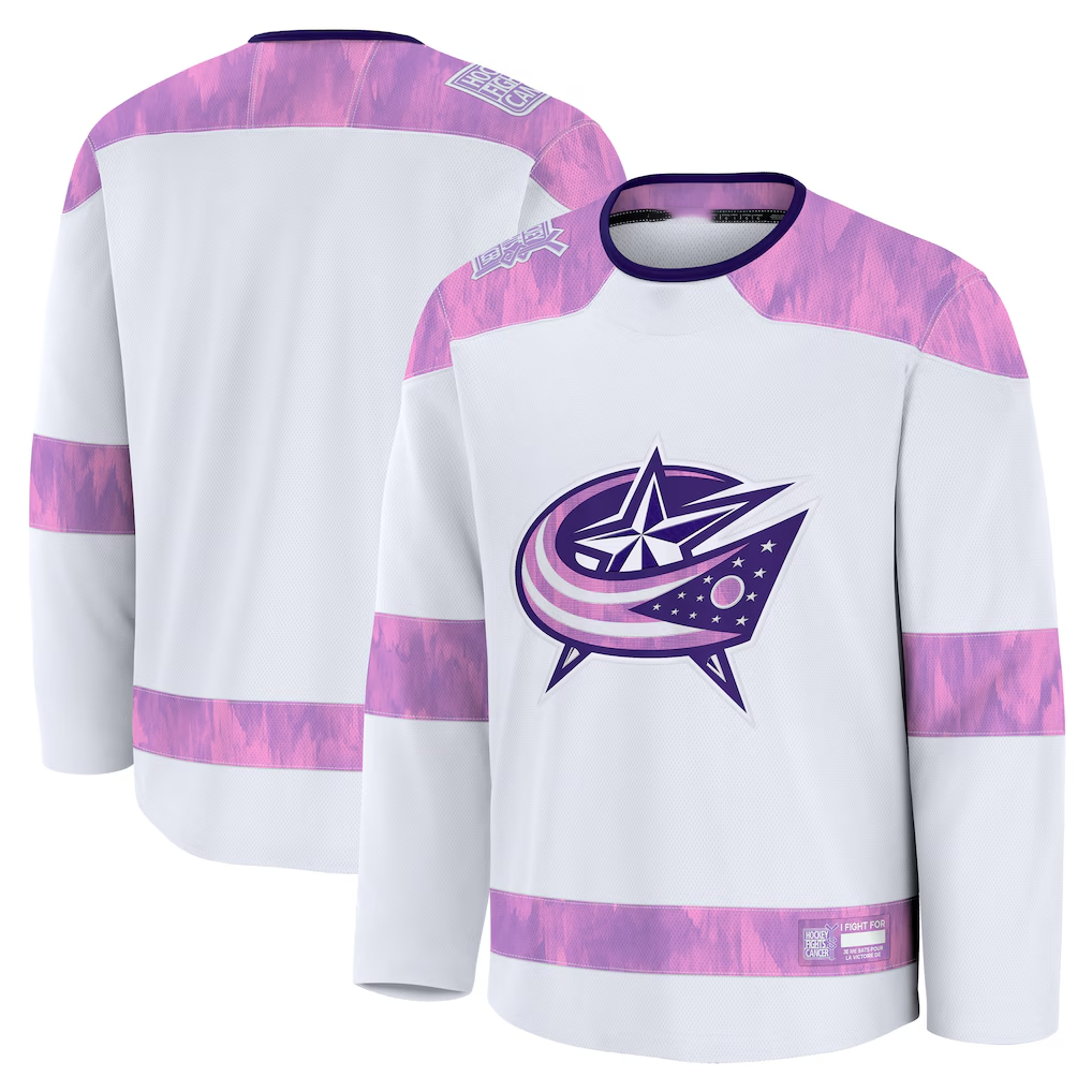 Johmsee CB.Jackets White 2024 Hockey Fights Cancer Practice Jersey