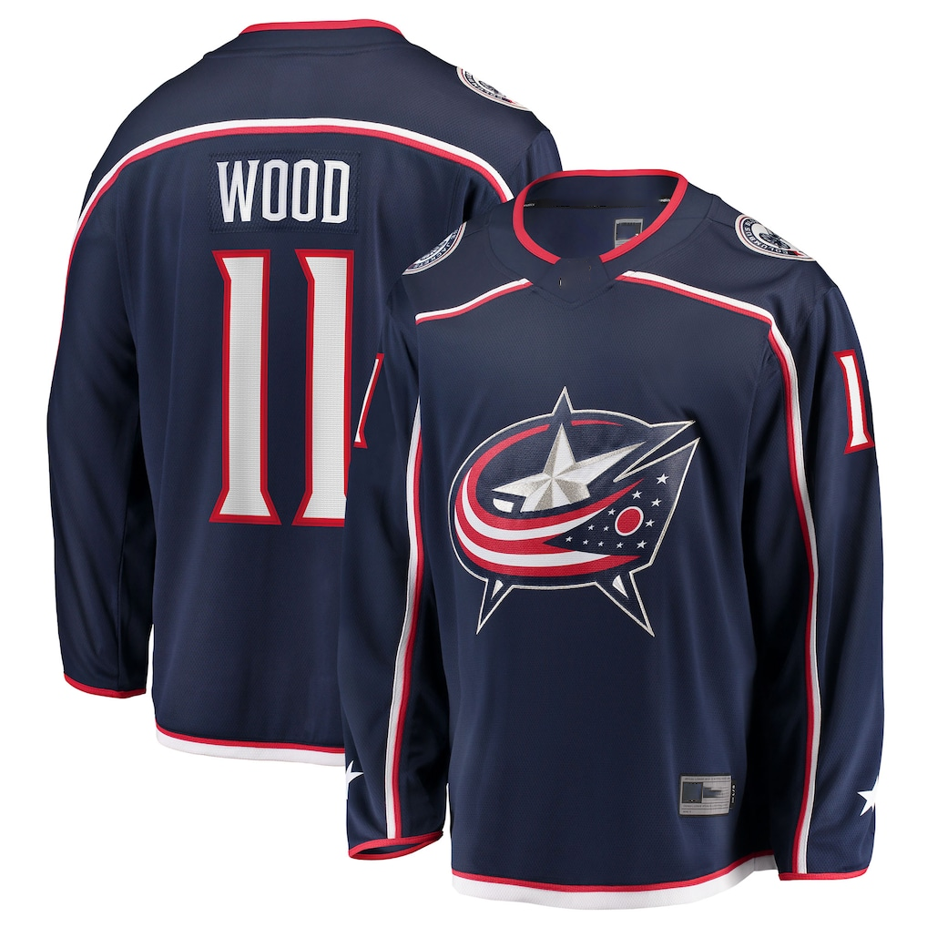 Johmsee CB.Jackets #11 Miles Wood Navy Home Breakaway Jersey