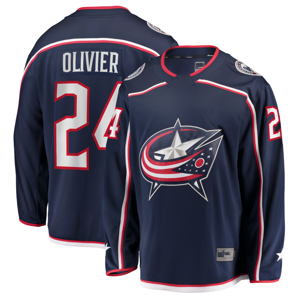 Johmsee CB.Jackets #24 Mathieu Olivier Navy Home Breakaway Jersey