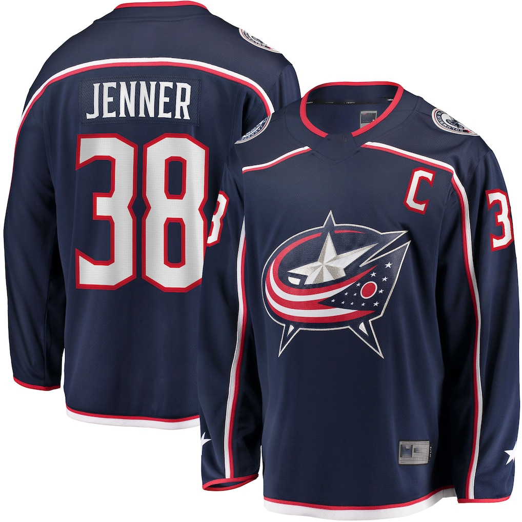 Johmsee CB.Jackets #34 Cole Sillinger Navy Home Breakaway Player Jersey