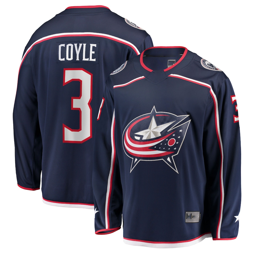Johmsee CB.Jackets #3 Charlie Coyle Navy Home Breakaway Jersey