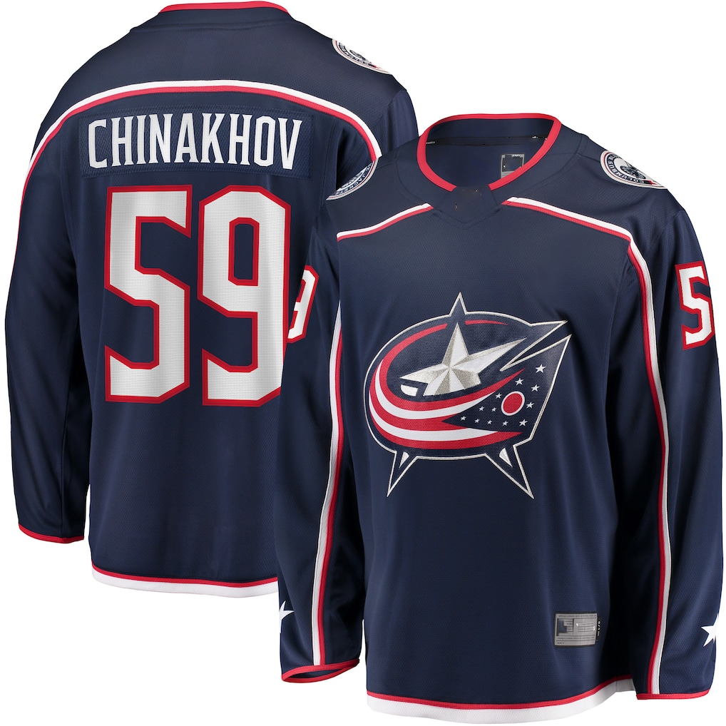 Johmsee CB.Jackets #59 Yegor Chinakhov Navy Home Breakaway Player Jersey