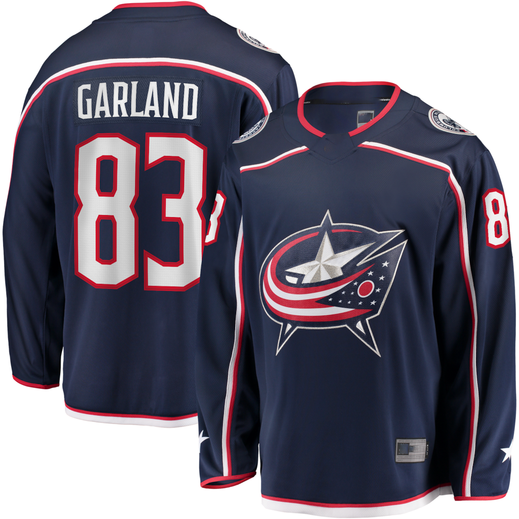 Johmsee CB.Jackets #83 Conor Garland Navy Home Breakaway Jersey