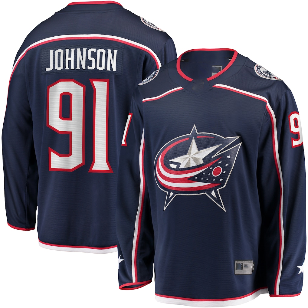Johmsee CB.Jackets #91 Kent Johnson Navy Home Breakaway Jersey