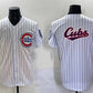 Chicago Cubs Team Big Logo White Pinstripe 2nd Alternate Limited Stitched Baseball Jersey
