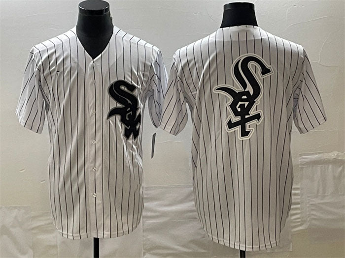 Chicago White Sox White Team Big Logo Cool Base Stitched Baseball Jersey