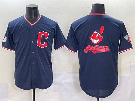 Cleveland Guardians Team Big Logo Navy 2025 Alternate Limited Stitched Baseball Jersey