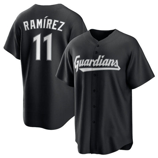 Cleveland Guardians #11 José Ramírez Black Lights Out Limited Stitched Baseball Jersey