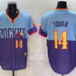 Colorado Rockies #14 Ezequiel Tovar Purple Light Blue 2025 City Connect Limited Stitched Baseball Jersey