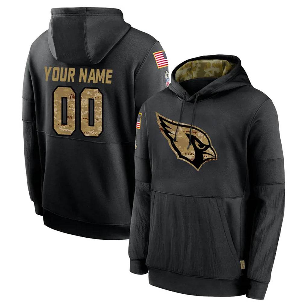 Johmsee Custom A.Cardinals Black Salute to Service Hoodies Any Name & Numbers Stitched Jerseys
