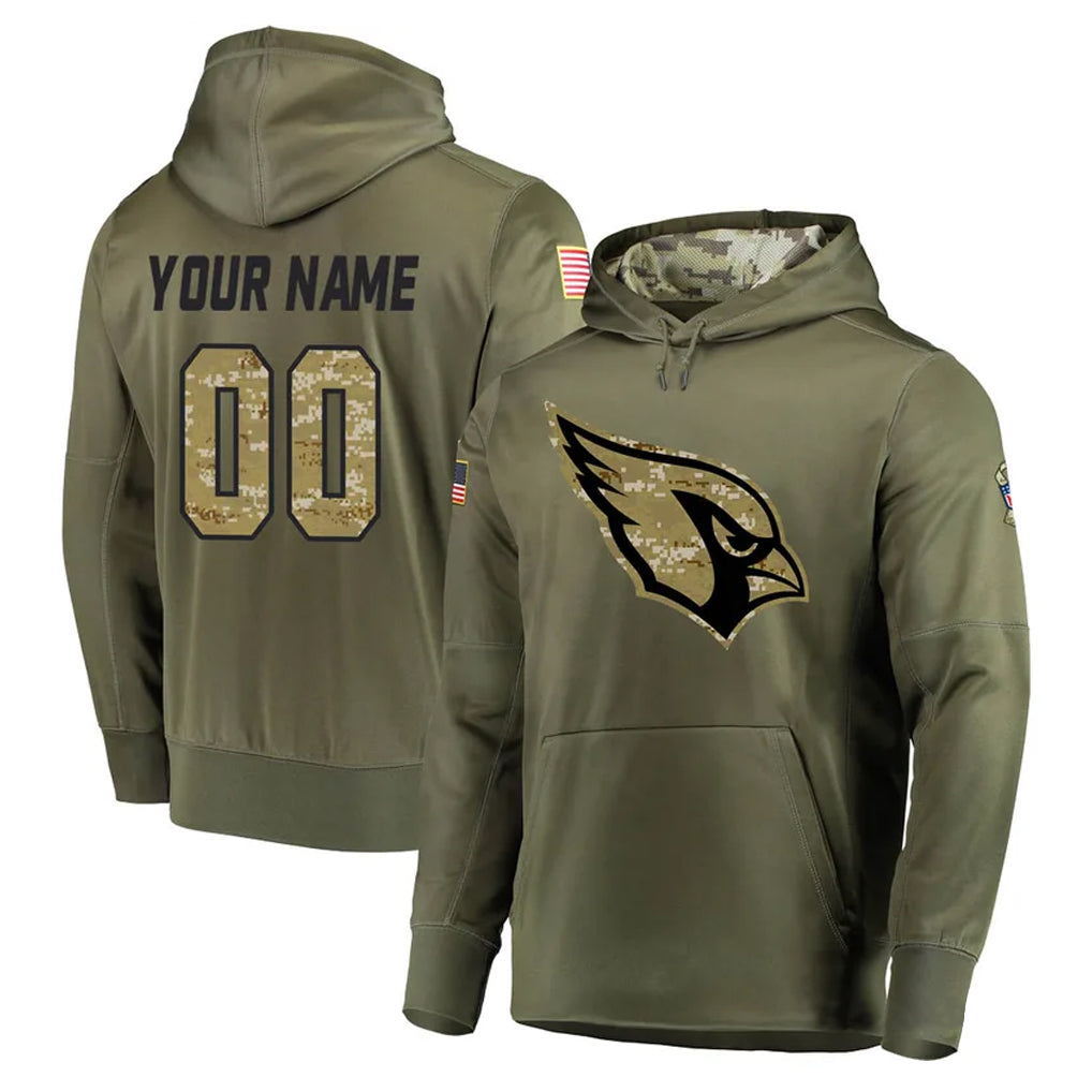 Johmsee Custom A.Cardinals Olive Salute to Service Limited Hoodie Any Name & Numbers Stitched Jerseys