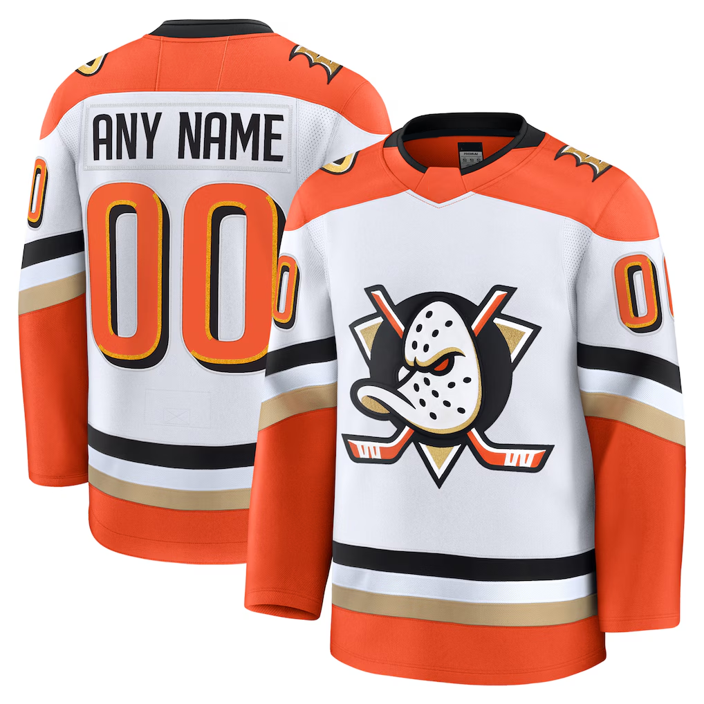 Johmsee Custom A.Ducks White Away Premium Jerseys