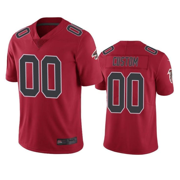 Johmsee Custom A.Falcons Red Color Rush Limited Stitched Jerseys