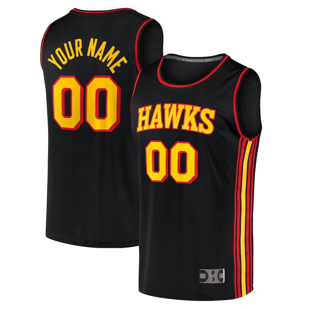 Johmsee Custom A.Hawks Black Fast Break Replica Jerseys - Statement Edition