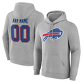 Johmsee Custom B.Bills Gray Team Authentic Personalized Name & Number Hoodie Stitched Jerseys