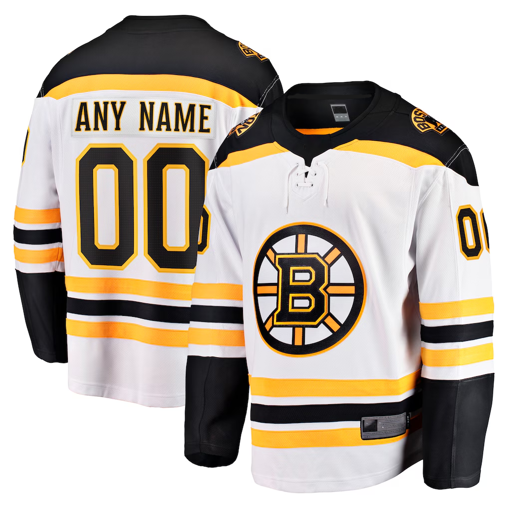 Johmsee Custom B.Bruins White Away Breakaway Stitched Jerseys