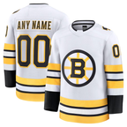 Johmsee Custom B.Bruins White Away Premium Stitched Jerseys