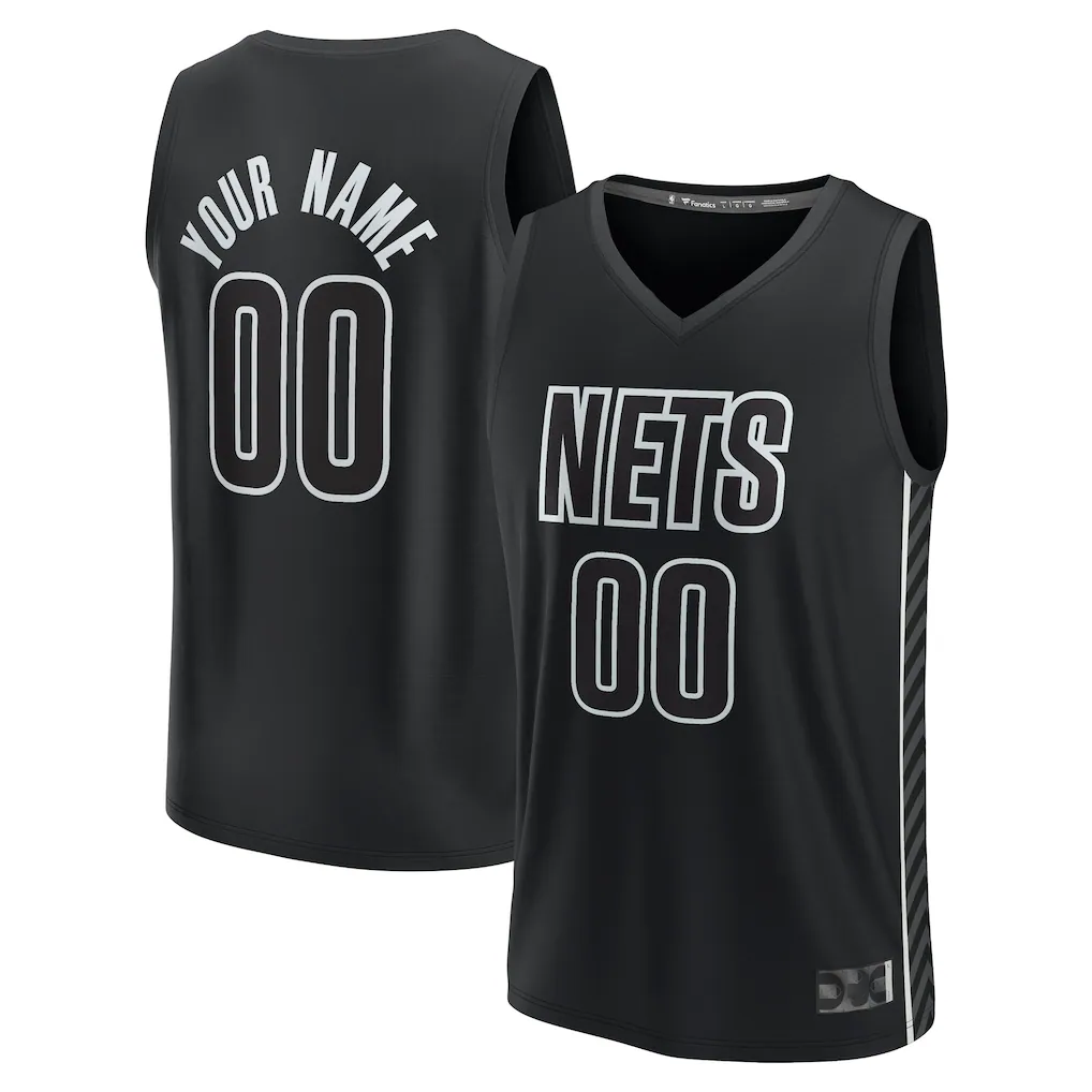 Johmsee Custom B.Nets Fanatics Black Fast Break Stitched Jerseys- Statement Edition