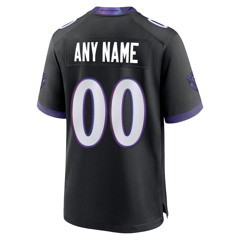 Johmsee Custom B.Ravens Black Home Game Any Name & Numbers Stitched Jerseys