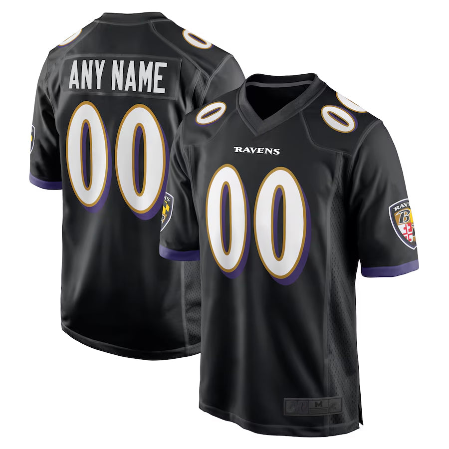 Johmsee Custom B.Ravens Black Home Game Stitched Jerseys