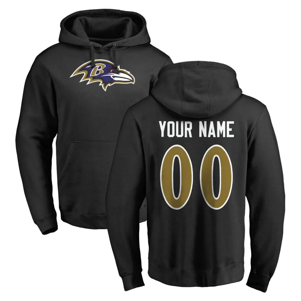 Johmsee Custom B.Ravens Black Pullover Hoodie Any Name & Numbers Stitched Jerseys