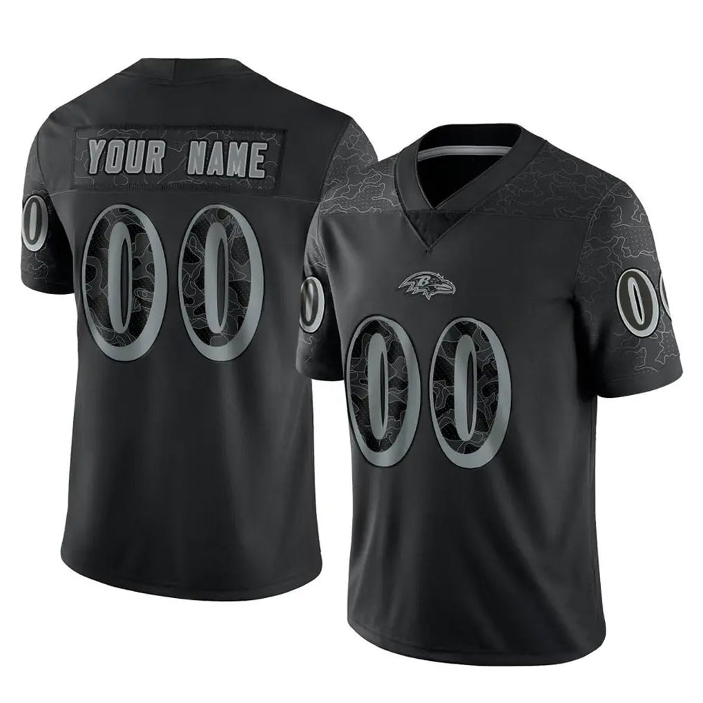 Johmsee Custom B.Ravens Black RFLCTV Limited Any Name & Numbers Stitched Jerseys