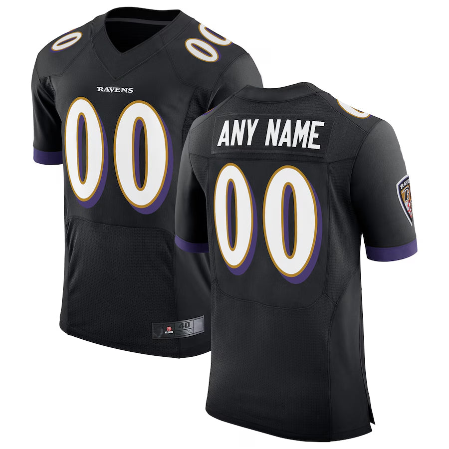 Johmsee Custom B.Ravens Black Speed Machine Elite Stitched Jerseys