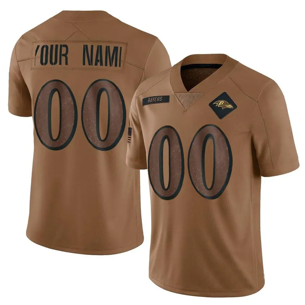 Johmsee Custom B.Ravens Brown Salute To Service Limited Any Name & Numbers Stitched Jerseys
