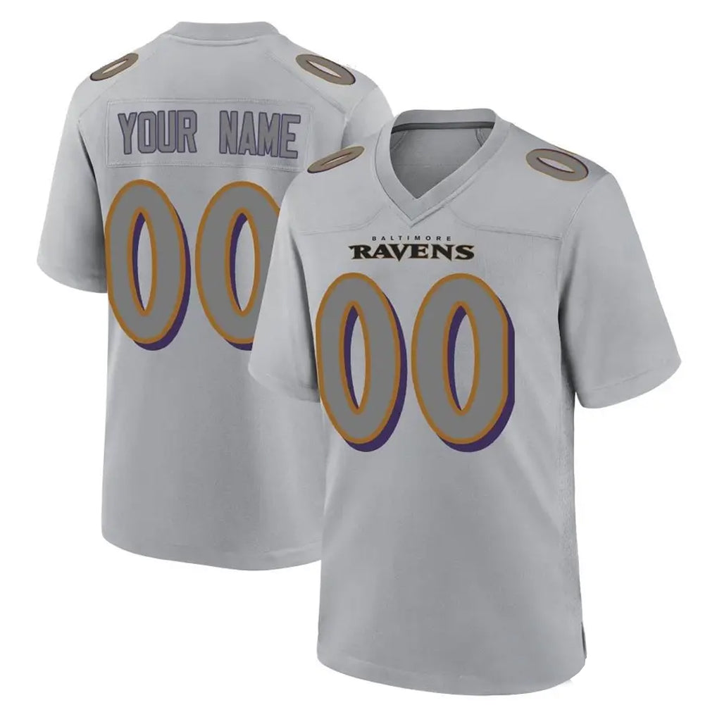 Johmsee Custom B.Ravens Gray Replica Game Any Name & Numbers Stitched Jerseys