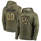 Johmsee Custom B.Ravens Olive Salute to Service Pullover Hoodie Any Name & Numbers Stitched Jerseys