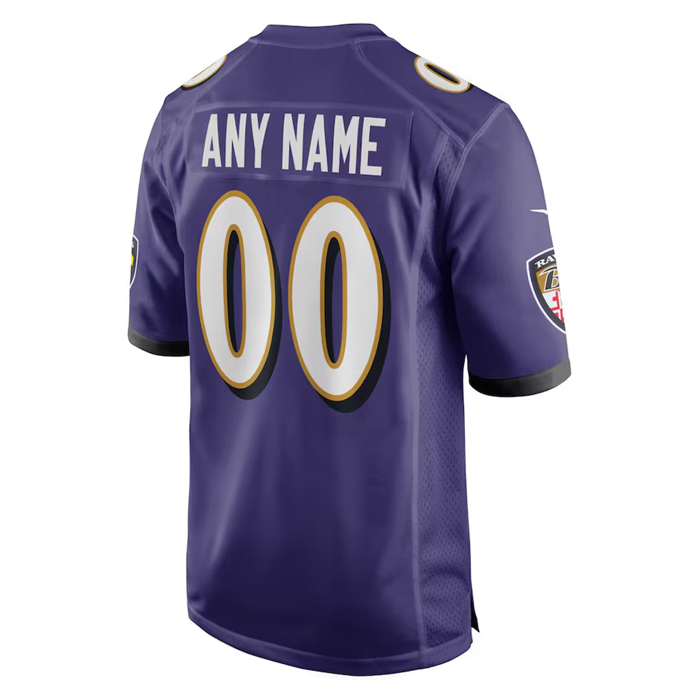 Johmsee Custom B.Ravens Purple Alternate Home Game Any Name & Numbers Stitched Jerseys