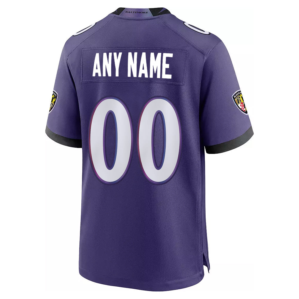 Johmsee Custom B.Ravens Purple Home Game Any Name & Numbers Stitched Jerseys