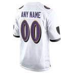 Johmsee Custom B.Ravens White Alternate Home Game Any Name & Numbers Stitched Jerseys