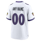 Johmsee Custom B.Ravens White Home Game Any Name & Numbers Stitched Jerseys